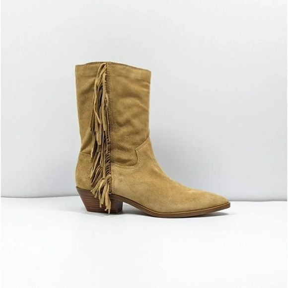Rebecca Minkoff Women's Krissa Suede Fringe Low-Heel Boots Size 8.5 (MSRP $198) - Picture 2 of 12